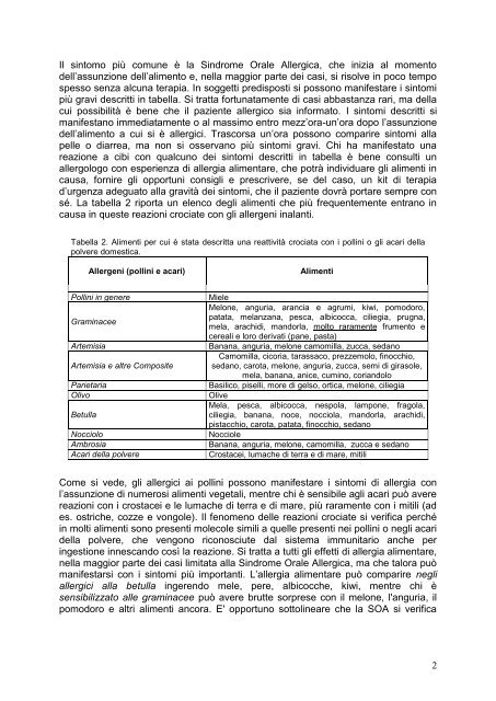 gli allergici a pollini o acari devono guardarsi da alcuni ... - Arpav