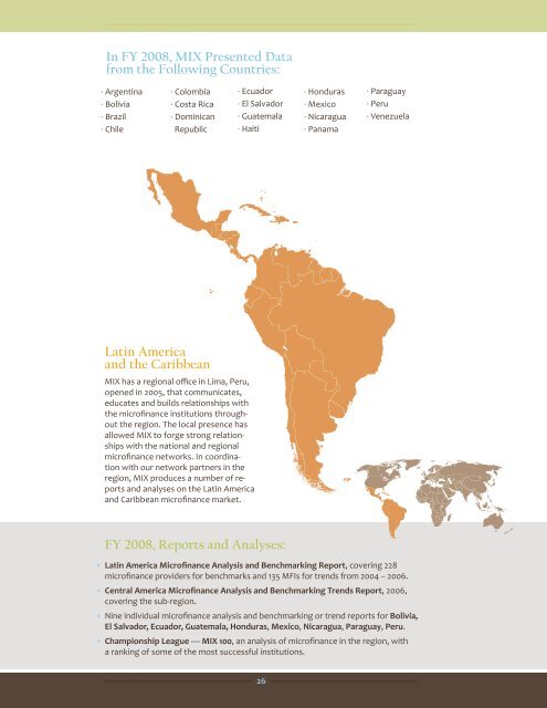 AnnuAl RepoRt FY 2008 - Microfinance Information Exchange