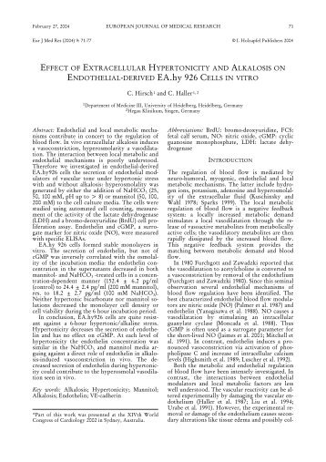 EFFECT OF EXTRACELLULAR HYPERTONICITY AND ALKALOSIS ...