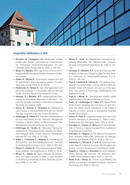 Forschungsbericht 2008 des Fachbereichs Wirtschaftswissenschaften