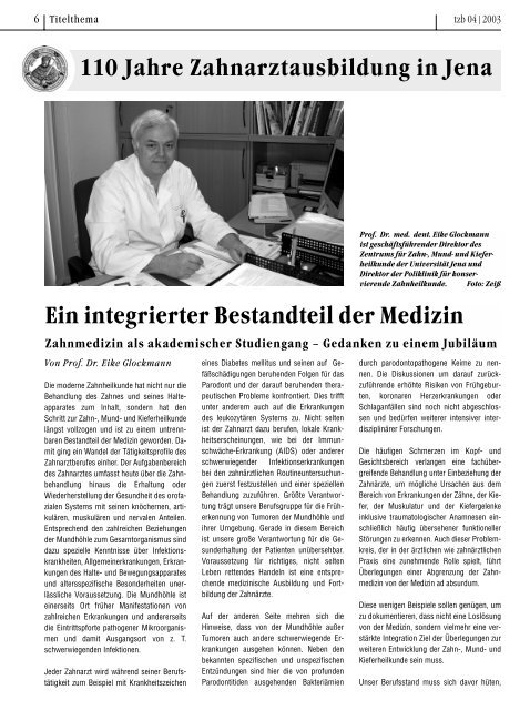 110 Jahre Zahnarztausbildung in Jena - ZahnÃ¤rzte in ThÃ¼ringen