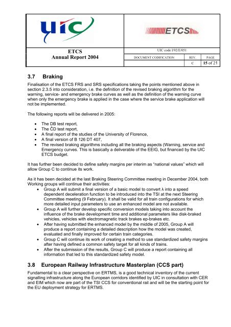 UIC Project Annual Report - ERTMS