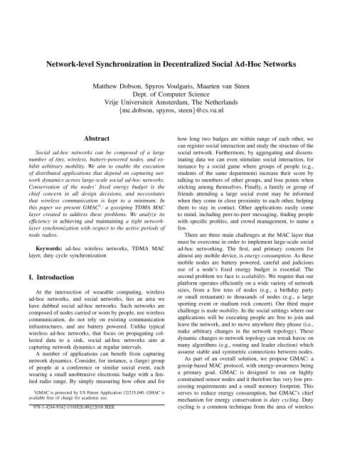 Network-level Synchronization in Decentralized Social Ad-Hoc ...