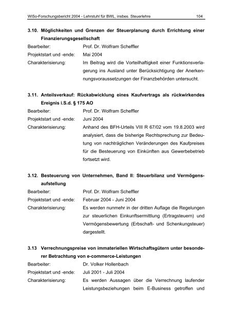 FORSCHUNGSBERICHT 2004 - am Fachbereich ...