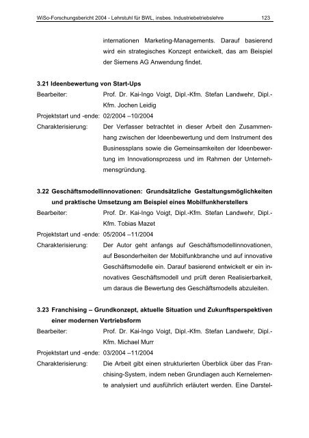 FORSCHUNGSBERICHT 2004 - am Fachbereich ...