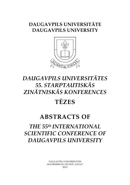 Daugavpils UniversitÄtes 55.StarptautiskÄs ... - DU conference