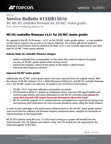 Service Bulletin MC-R3 Controller Firmware for ... - Position Partners