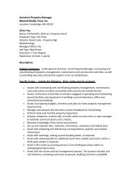 Assistant Property Manager Biomed Realty Trust, Inc. Description