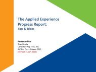 The Applied Experience Progress Report: