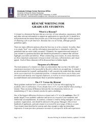 Resume Writing for Graduate Students - The Graduate College at ...