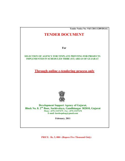 tender document - Vanbandhu Kalyan Yojana - Government of Gujarat