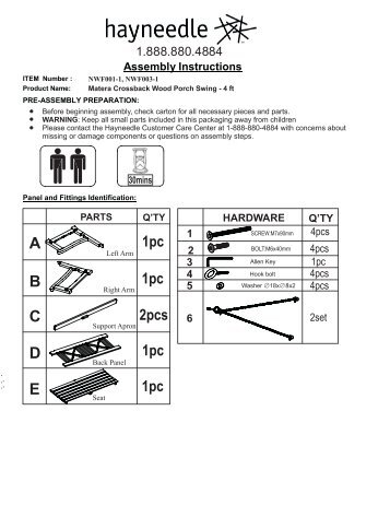 to View 4ft. Porch Swing Assembly Instructions - Hayneedle