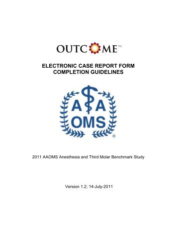 electronic case report form completion guidelines - American ...