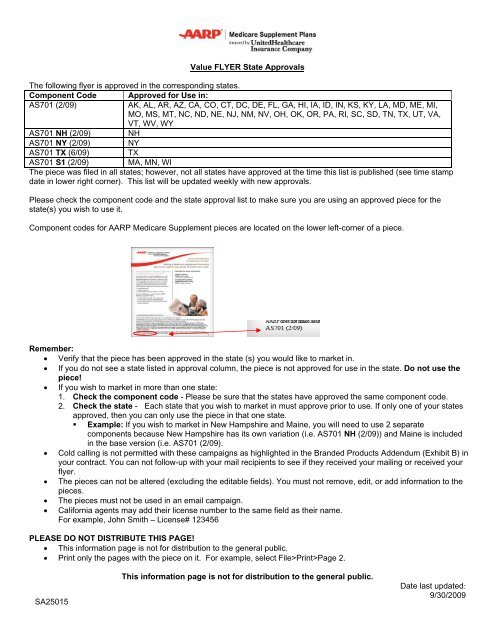 Date last updated: 9/30/2009 Value FLYER State Approvals The ...