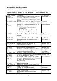 Zeitplan für die Prüfungen am Ende der Jahrgangsstufe 10 im ...