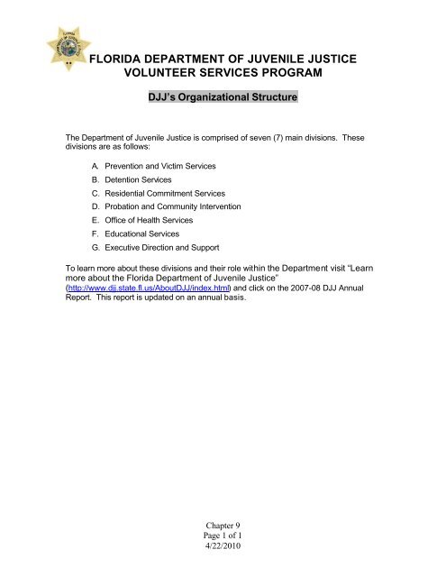 Volunteer Coordinator Manual - Florida Department of Juvenile Justice