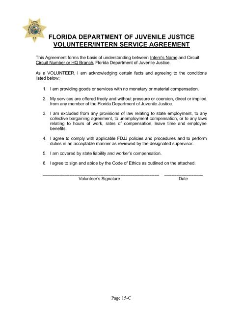 Volunteer Coordinator Manual - Florida Department of Juvenile Justice