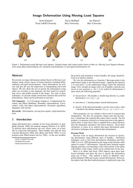 Image Deformation Using Moving Least Squares - TAMU Computer ...