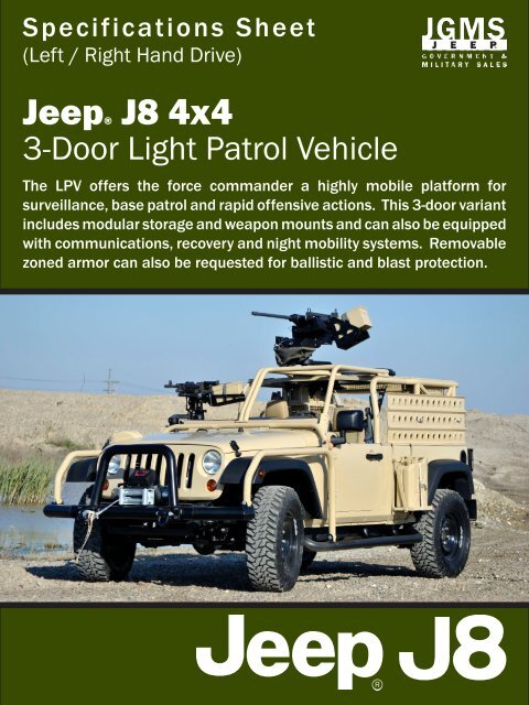 J8 Spec Sheet - LPV - Jeep J8