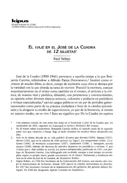 el viaje en el josé de la cuadra de 12 siluetas - Repositorio UASB ...