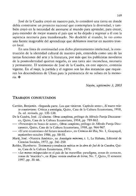 el viaje en el josé de la cuadra de 12 siluetas - Repositorio UASB ...