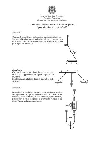 Fondamenti di Meccanica Teorica e Applicata I prova in itinere 11 ...