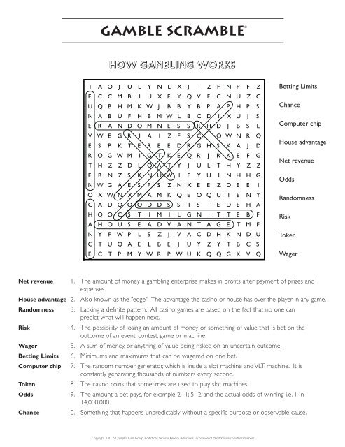 Gamble Scramble revised - ProblemGambling.ca