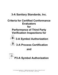 Criteria for Certified Conformance Evaluators - 3-A Sanitary Standards