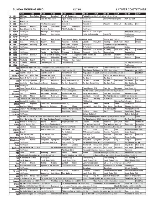 SUNDAY MORNING GRID 12/11/11 LATIMES.COM/TV TIMES