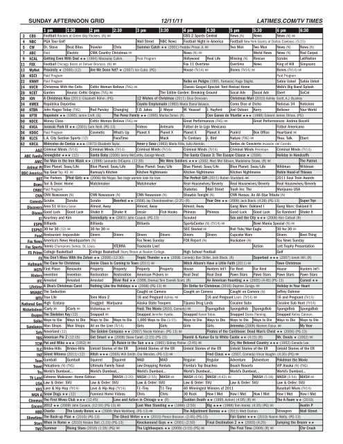 SUNDAY MORNING GRID 12/11/11 LATIMES.COM/TV TIMES