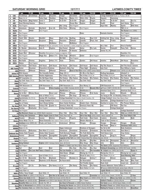 SUNDAY MORNING GRID 12/11/11 LATIMES.COM/TV TIMES