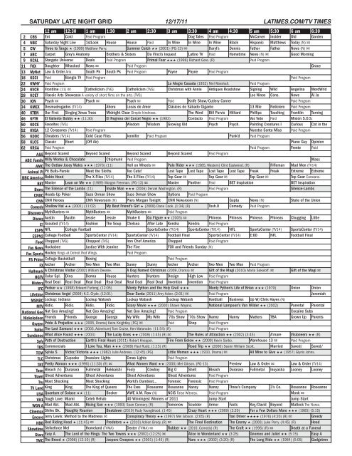 SUNDAY MORNING GRID 12/11/11 LATIMES.COM/TV TIMES