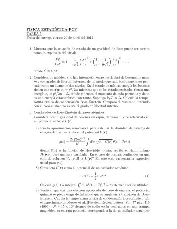 FÃSICA ESTADÃSTICA-PCF TAREA 5 Fecha de entrega viernes 20 ...