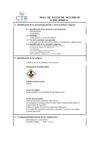 Acido BÃ³rico MSDS - CTR Scientific