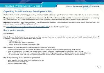 Human Resources Capability Framework Assessment Levels 1-3