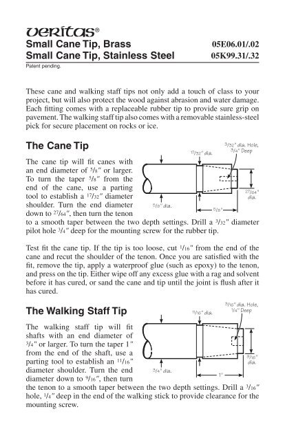The Cane Tip The Walking Staff Tip Small Cane  - Lee Valley Tools