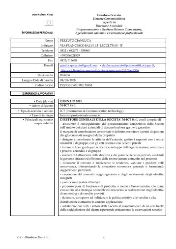 CV GIANLUCA PEZZUTO - Comune di Lecce