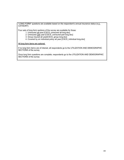 2003 findings with survey instrument - Shadac