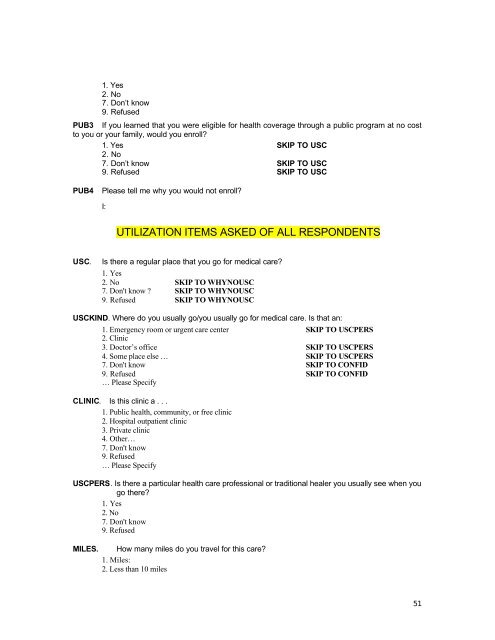 2003 findings with survey instrument - Shadac