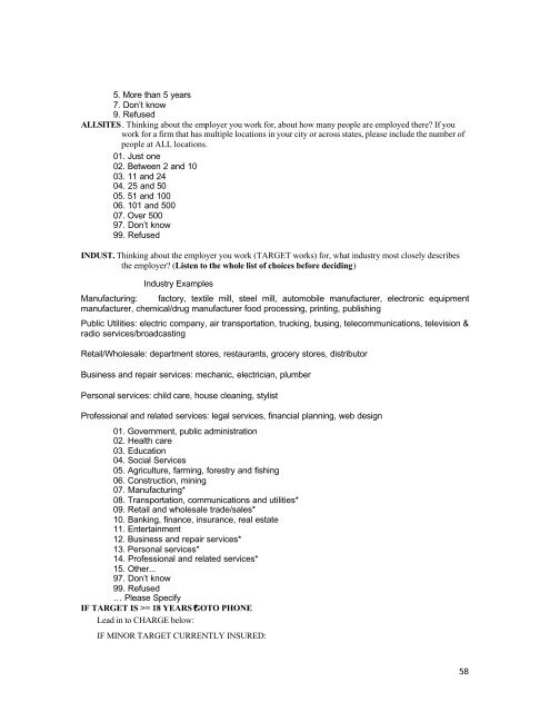 2003 findings with survey instrument - Shadac