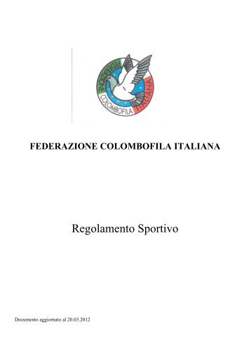 Regolamento Sportivo - Federazione Colombofila Italiana