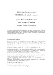 PROGRAMMA del corso di GEOMETRIA 1 - Dipartimento di ...