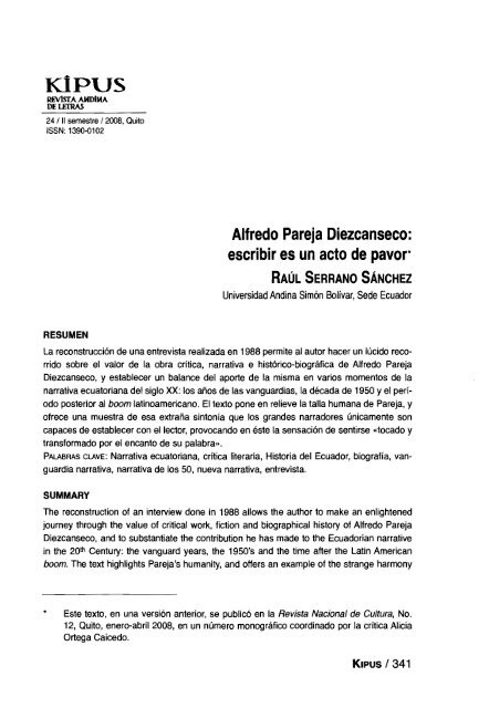 Alfredo Pareja Diezcanseco: escribir es un acto de pavor*