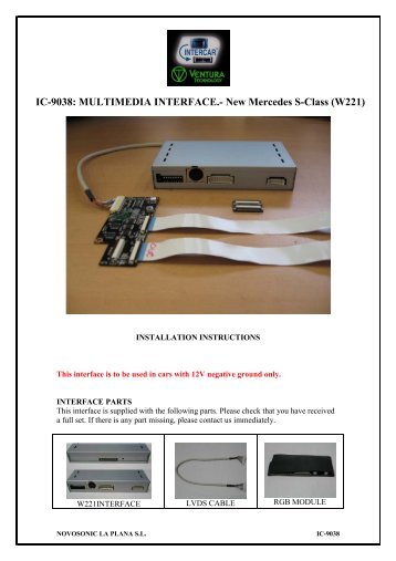 IC-9038: MULTIMEDIA INTERFACE.- New Mercedes S ... - Novosonic