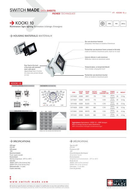 SWITCH MADE DATA SHEETS KOOKI 10