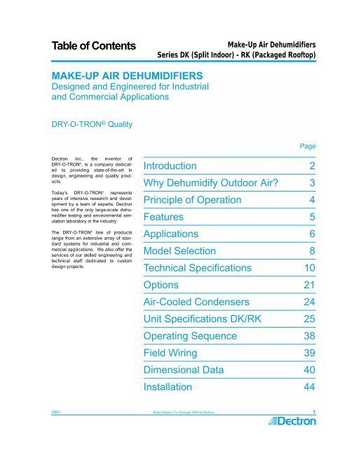 DKV Series Manual - Dry-O-Tron by Dectron