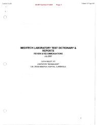 MEDITECH LABORATORY TEST DICTIONARY & REPORTS