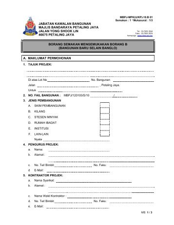 CCCB01 Borang Semakan Mengemukakan Borang B(Bangunan ...
