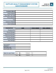 supplier quality management system questionnaire - AVOX Systems ...