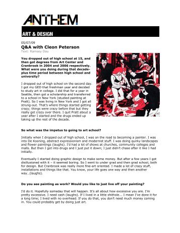Q&A with Cleon Peterson (PDF) - Joshua Liner Gallery